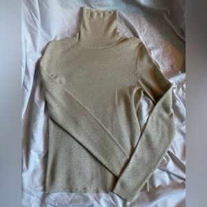 The Limited Gold & Sparkly Festive Turtleneck Top